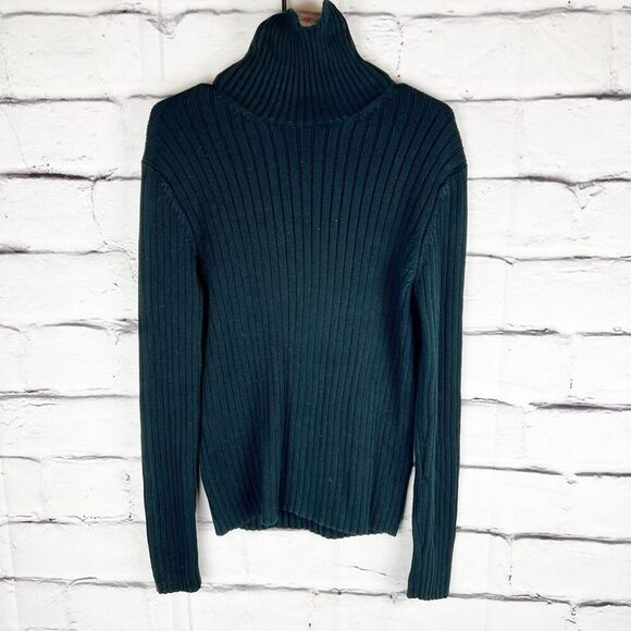 J. Crew Women's Black Turtleneck Ribbed Knit Sweater Size M - Picture 1 of 6